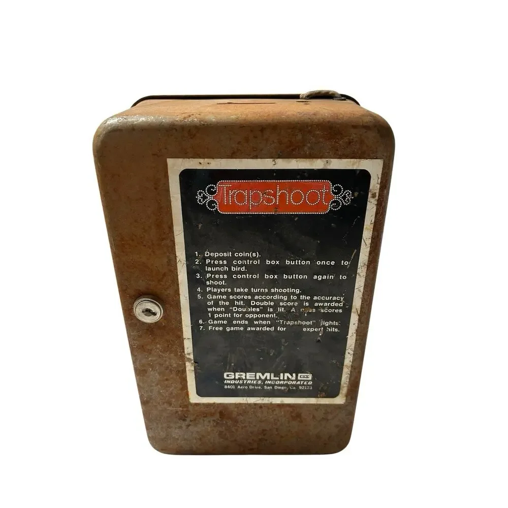 Gremlin Trap Shoot Coin Box Offered Rust Patina Man Cave Decor 70's No Key Open